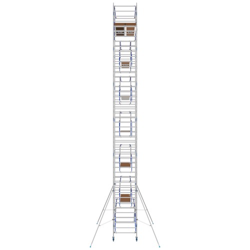 ASC Rollgerüst AGS Pro 190x135cm mit Holz-Plattformen und doppelseitigem Geländer 14,3m Arbeitshöhe