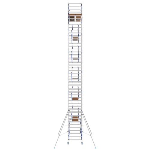 ASC Rollgerüst AGS Pro 305x135cm mit Holz-Plattformen und doppelseitigem Geländer 14,3m Arbeitshöhe