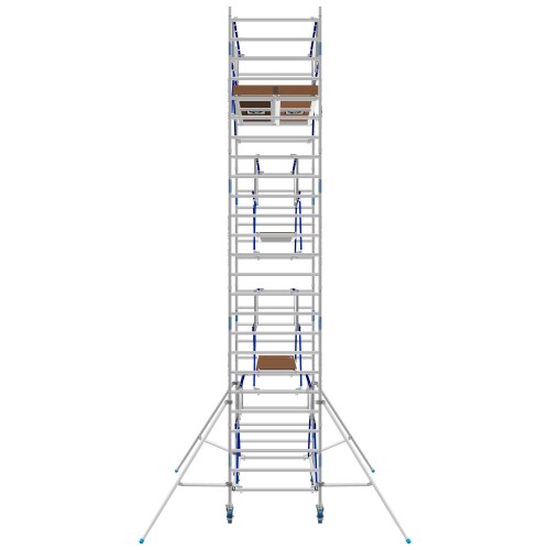 ASC Rollgerüst AGS Pro 190x75cm mit Holz-Plattformen und doppelseitigem Geländer 8,3m Arbeitshöhe