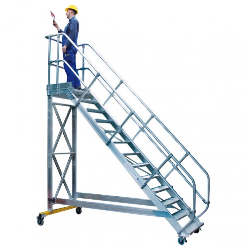 MUNK Plattformtreppe fahrbar 45° Stufenbreite 600mm 5 Stufen