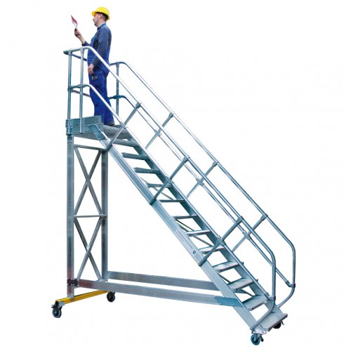 MUNK Plattformtreppe fahrbar 45° Stufenbreite 600mm 10 Stufen