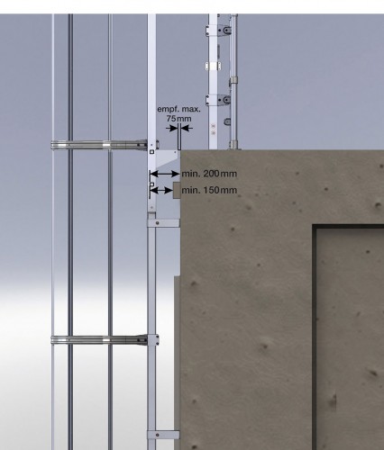 MUNK ortsfeste Steigleitern Aluminium eloxiert, 11,76m SH PG2