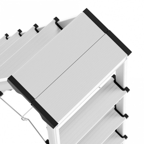 Hailo D60 StandardLine Doppelstufenleiter mit rutschsicheren geriffelten 2x5 Stufen