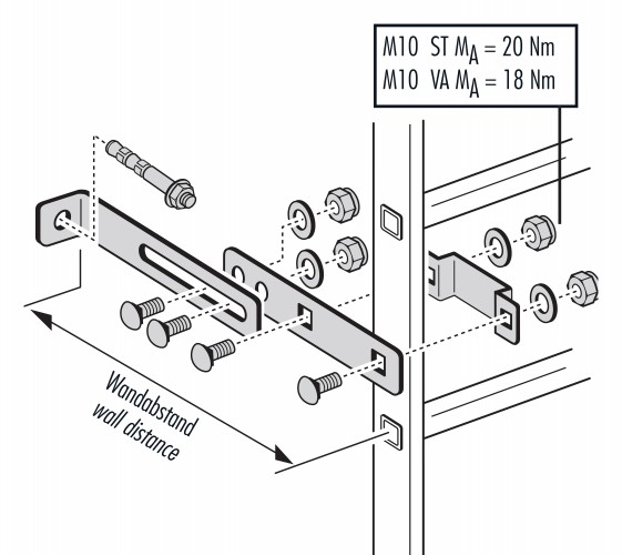 Hailo Wandhalter für Steigleitern Typ STO 40x20mm Holm Stahl verzinkt 165-300(556)mm verstellbar