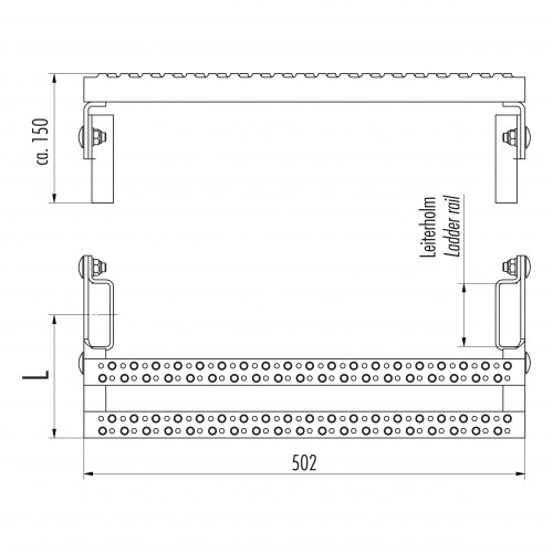 Hailo Austrittsverlängerung für Steigleitern 40x20mm Typ VAO Edelstahl 290-365mm