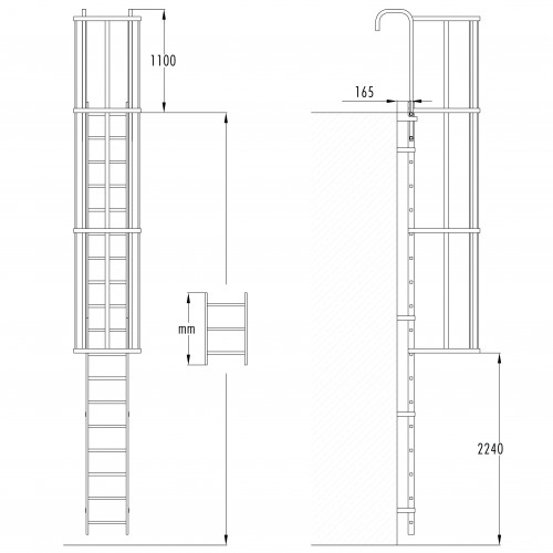 Hailo Steigleiter mit Rückenschutz ALM-13 aus Aluminium + Stahl verzinkt 3,64m