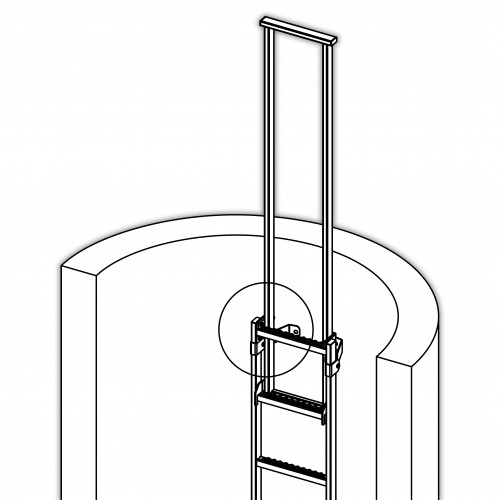 Hailo Zweihom- Einstiegshilfe versenkbar 400mm lichte Weite aus Stahl verzinkt 1.0037 / ASTM A36 zur Montage am Leiterholm 40x20mm