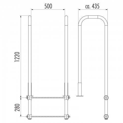 Hailo Ausstiegsholmbügel Paar für Steigleitern AHB-L aus Edelstahl für Leiterholm 40x20mm