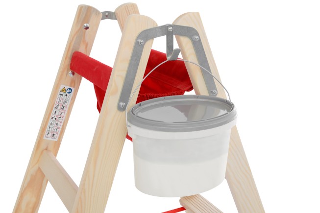 Hymer Holz Stufenstehleiter mit Textiltasche zweiseitig begehbar