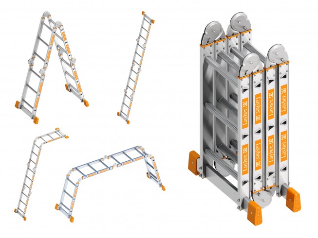 Layher Topic 1057 Kofferraumleiter 4x3 Sprossen inklusive Plattform