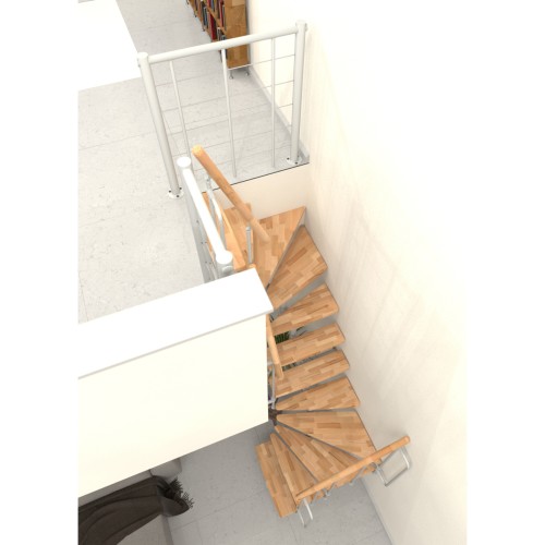 Minka Mittelholmtreppe Joker Turn 180° 35 - 304cm Geschosshöhe Buche Weiß