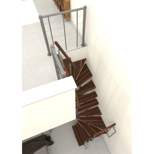 Minka Mittelholmtreppe Joker Turn 180° 35 - 304cm Geschosshöhe Walnuss Grau