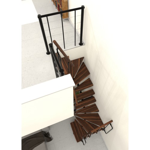 Minka Mittelholmtreppe Joker Turn 180° 35 - 304cm Geschosshöhe Walnuss Schwarz