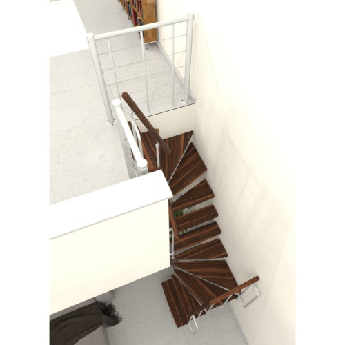 Minka Mittelholmtreppe Joker Turn 180° 35 - 304cm Geschosshöhe Walnuss Weiß