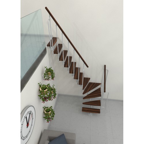 Minka Mittelholmtreppe Joker Turn 35 - 304cm Geschosshöhe Walnuss Weiß