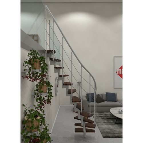 Minka Mittelholmtreppe Nizza 35 - 293,8cm Geschosshöhe Walnuss Weiß
