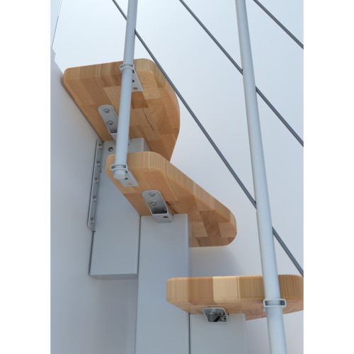 Minka Mittelholmtreppe Quatro 38 - 298cm Geschosshöhe Buche Weiß