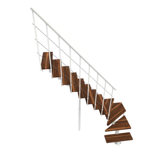 Minka Mittelholmtreppe Comfort Top Turn 37 - 312cm Geschosshöhe Walnuss Weiß