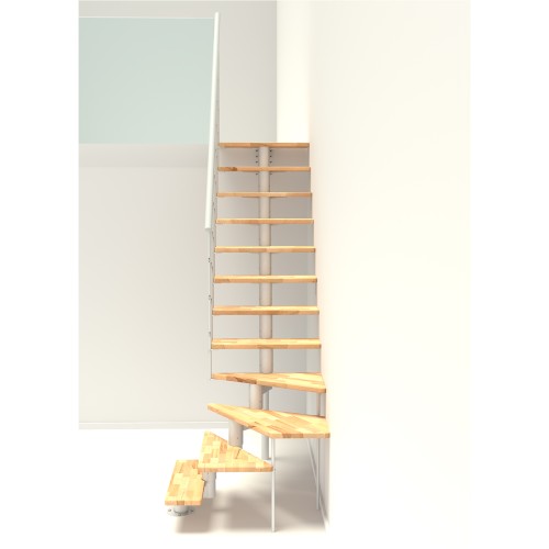 Minka Mittelholmtreppe Comfort Top Turn 37 - 312cm Geschosshöhe Buche Weiß