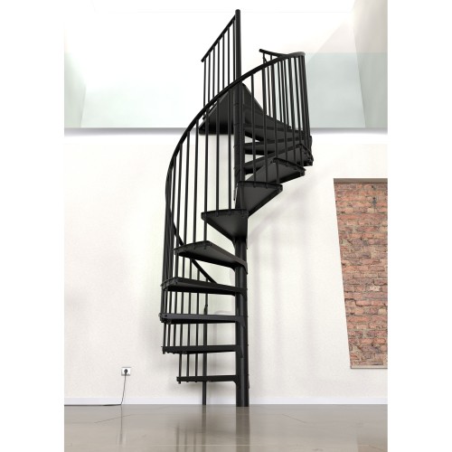 Minka Spindeltreppe Rondo Smart 37 - 305,5cm Geschosshöhe Schwarz 120cm Durchmesser