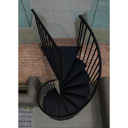 Minka Außenspindeltreppe Rondo Zink Color 38 - 305,5cm Geschosshöhe Schwarz 160cm Durchmesser