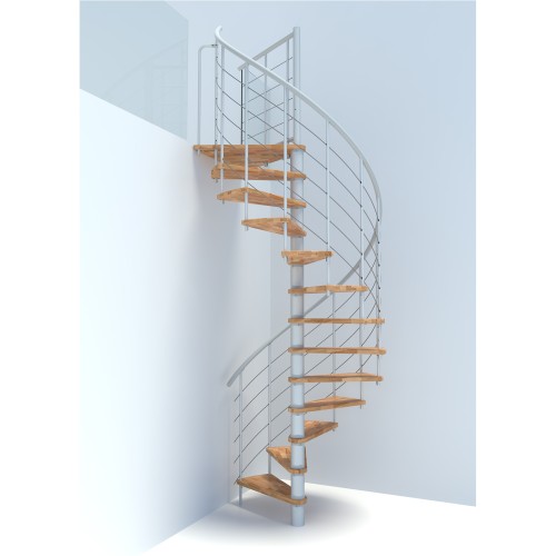Minka Spindeltreppe Venezia Smart 38 - 305,5cm Geschosshöhe Buche Weiß 140cm Durchmesser