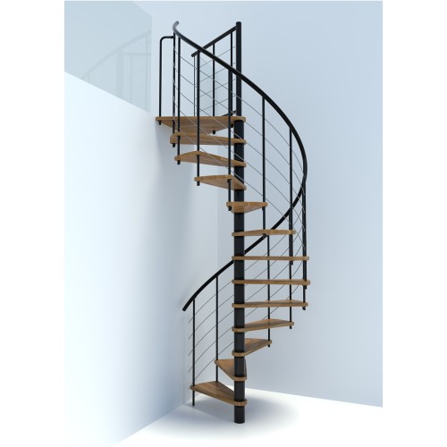 Minka Spindeltreppe Venezia Smart 38 - 305,5cm Geschosshöhe Eiche Schwarz 160cm Durchmesser