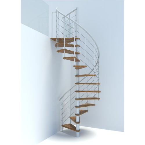 Minka Spindeltreppe Venezia Smart 38 - 305,5cm Geschosshöhe Eiche Weiß 140cm Durchmesser