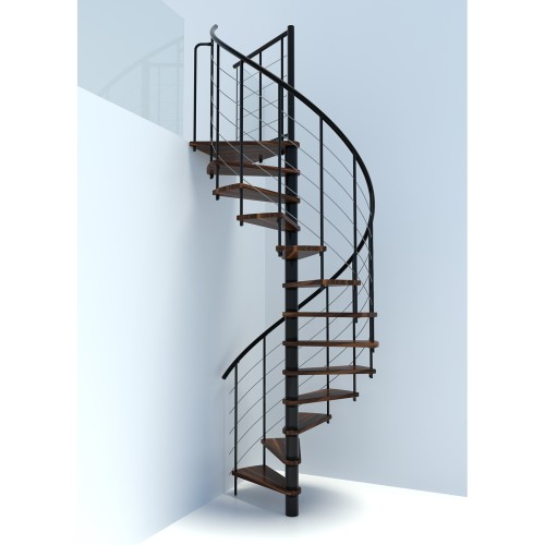 Minka Spindeltreppe Venezia Smart 38 - 305,5cm Geschosshöhe Walnuss Schwarz 140cm Durchmesser