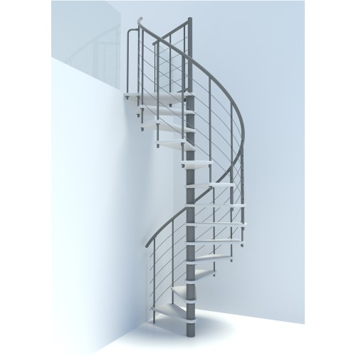 Minka Spindeltreppe Venezia Smart 38 - 305,5cm Geschosshöhe Weiß Grau 140cm Durchmesser
