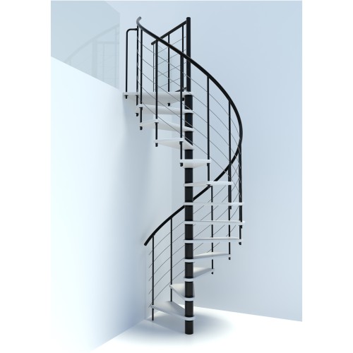 Minka Spindeltreppe Venezia Smart 38 - 305,5cm Geschosshöhe Weiß Schwarz 120cm Durchmesser