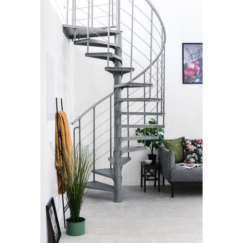 Minka Spindeltreppe Spino Smart 38 - 305,5cm Geschosshöhe Weiß 120cm Durchmesser