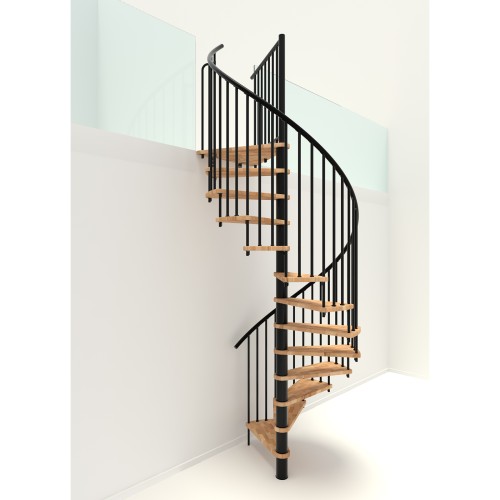 Minka Spindeltreppe Spiral Smart 38 - 305,5cm Geschosshöhe Buche Schwarz 160cm Durchmesser