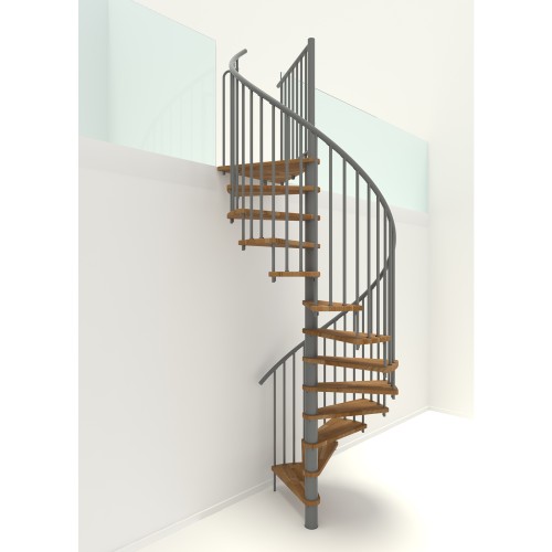Minka Spindeltreppe Spiral Smart 38 - 305,5cm Geschosshöhe Eiche Grau 140cm Durchmesser