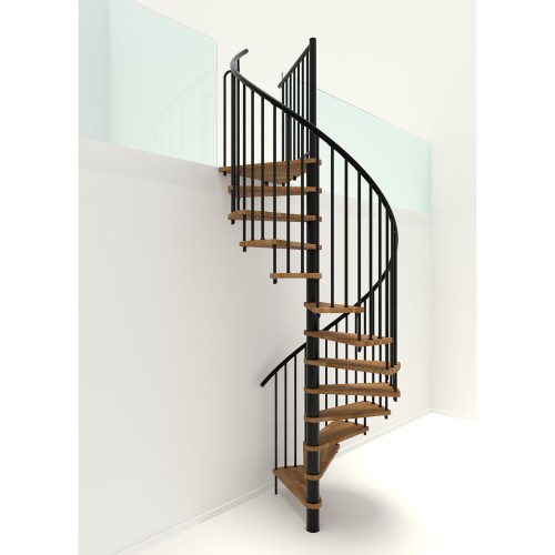Minka Spindeltreppe Spiral Smart 38 - 305,5cm Geschosshöhe Eiche Schwarz 160cm Durchmesser