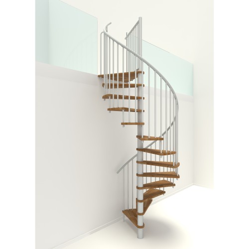 Minka Spindeltreppe Spiral Smart 38 - 305,5cm Geschosshöhe Eiche Weiß 140cm Durchmesser