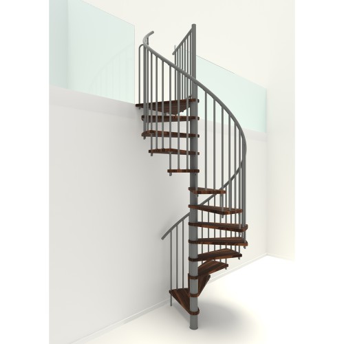 Minka Spindeltreppe Spiral Smart 38 - 305,5cm Geschosshöhe Walnuss Grau 120cm Durchmesser