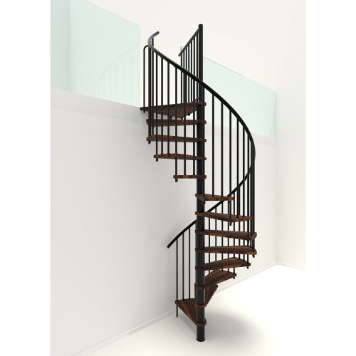 Minka Spindeltreppe Spiral Smart 38 - 305,5cm Geschosshöhe Walnuss Schwarz 120cm Durchmesser