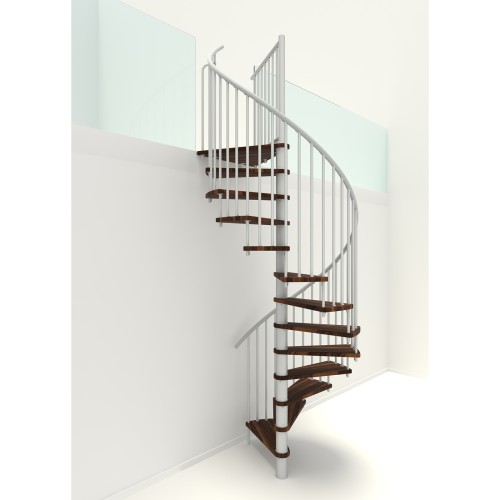Minka Spindeltreppe Spiral Smart 38 - 305,5cm Geschosshöhe Walnuss Weiß 120cm Durchmesser