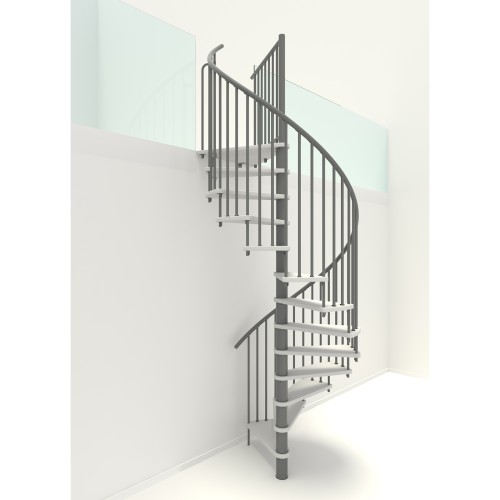 Minka Spindeltreppe Spiral Smart 38 - 305,5cm Geschosshöhe Weiß Grau 140cm Durchmesser