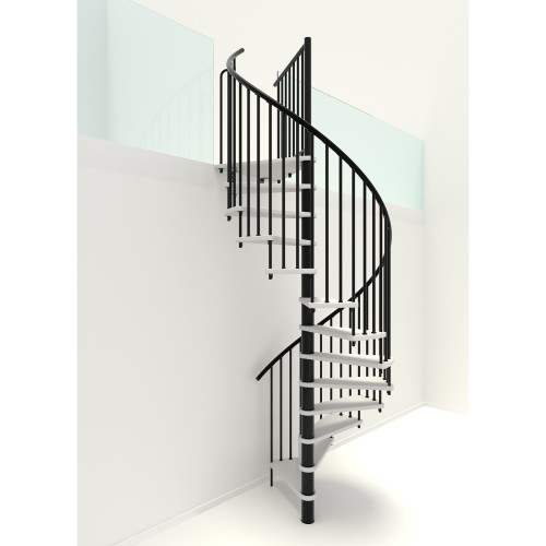 Minka Spindeltreppe Spiral Smart 38 - 305,5cm Geschosshöhe Weiß Schwarz 140cm Durchmesser
