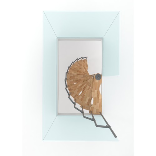 Minka Spindeltreppe Suono 47 - 305,5cm Geschosshöhe Buche Grau für 140x78cm Deckenöffnung