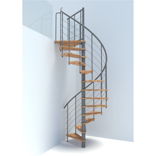 Minka Spindeltreppe Venezia Smart 38 - 305,5cm Geschosshöhe Buche Grau 140cm Durchmesser