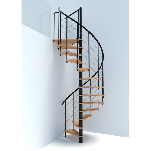 Minka Spindeltreppe Venezia Smart 38 - 305,5cm Geschosshöhe Buche Schwarz 120cm Durchmesser