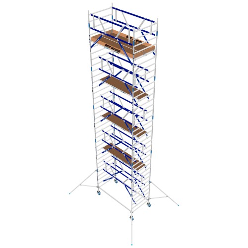 ASC Rollgerüst AGS Pro 190x135cm mit Holz-Plattformen und doppelseitigem Geländer 11,3m Arbeitshöhe