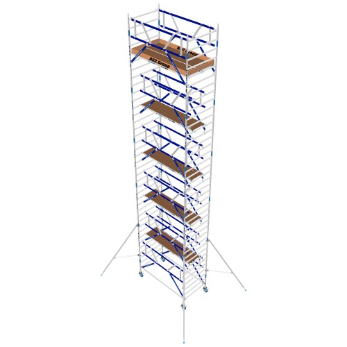 ASC Rollgerüst AGS Pro 305x135cm mit Holz-Plattformen und doppelseitigem Geländer 12,3m Arbeitshöhe