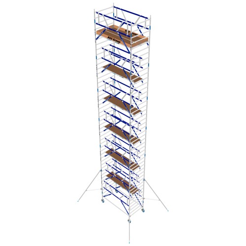 ASC Rollgerüst AGS Pro 250x135cm mit Holz-Plattformen und doppelseitigem Geländer 14,3m Arbeitshöhe