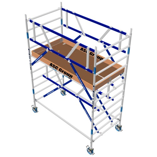 ASC Rollgerüst AGS Pro 250x135cm mit Holz-Plattformen und doppelseitigem Geländer 4,3m Arbeitshöhe