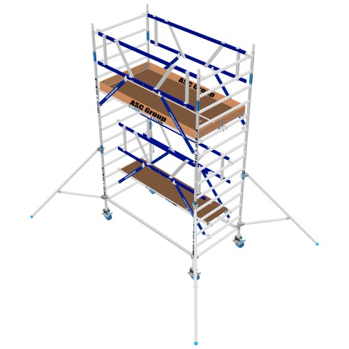 ASC Rollgerüst AGS Pro 305x135cm mit Holz-Plattformen und doppelseitigem Geländer 5,3m Arbeitshöhe