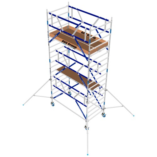 ASC Rollgerüst AGS Pro 250x135cm mit Carbon-Plattformen und doppelseitigem Geländer 6,3m Arbeitshöhe